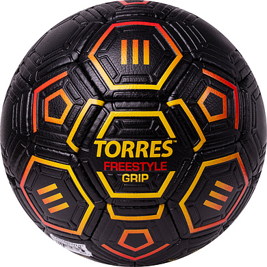 Мяч футб. TORRES Freestyle Grip, F323765, р.5, 32 панели. PU, ручная сшивка, черно-желт-красн