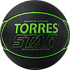 Мяч баск. TORRES Star, B323127, р.7, 7 панел.,ПУ-композит, нейлон. корд, бут.кам., черно-зеленый